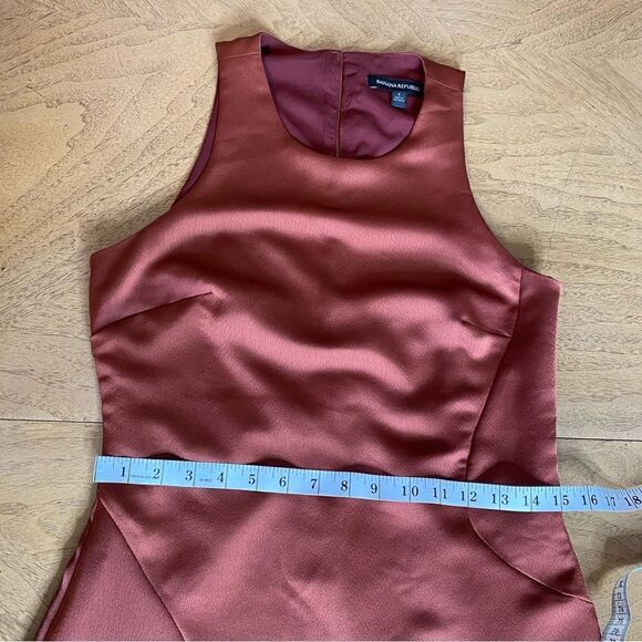 Banana Republic Bias Cut Asymmetrical Brown Rust Sleeveless Midi Dress Size 4 - Picture 8 of 13